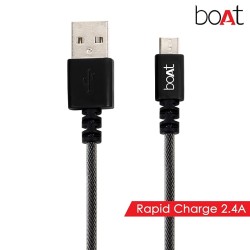 boAt Micro USB 500 Tangle-free, Sturdy Micro USB Cable with 3A Fast Charging & 480mbps Data Transmission, 10000+ Bends Lifespan & Extended 1.5m Length (Carbon Black)