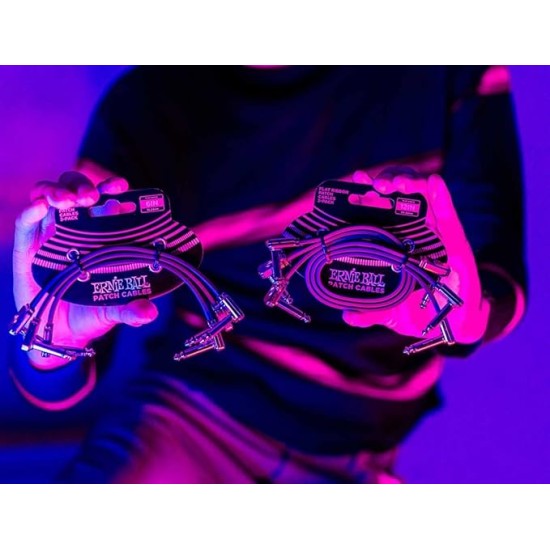 Ernieball 6387 Flat Ribbon Patch Cables Pedalboard Multi-Pack - White