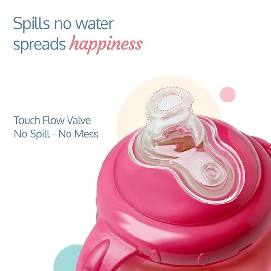 Luvlap Hippo Spout Sipper for Infant/Toddler, 225ml, Anti-Spill Sippy Cup with Soft Silicone Spout BPA Free, 6m+ (Pink)