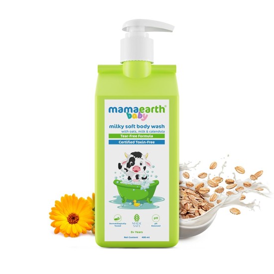 Mamaearth Milky Soft Body Wash for Babies with Oats, Milk and Calendula (400 ml)