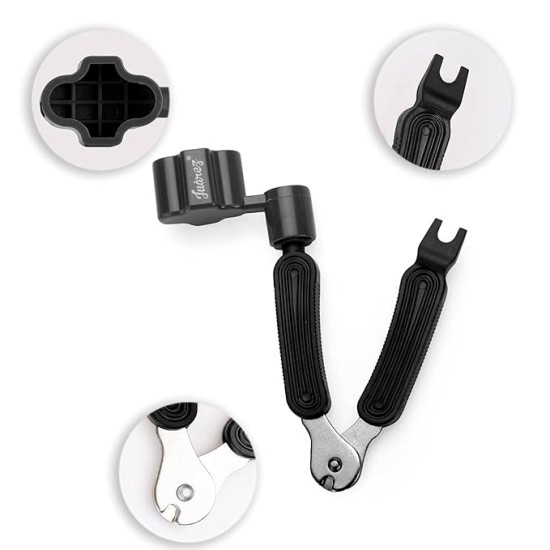 JUAREZ 3-In-1 Guitar String Winder And Cutter, Multifunctional Guitar String Pin Puller, Guitar Repairing and Adjustment Tool, Black (JRSW200BK) JUAREZ 3-In-1 Guitar String Winder And Cutter, Multifunctional Guitar String Pin Puller, Guitar Repairing and Adjustment Tool, Black (JRSW200BK)