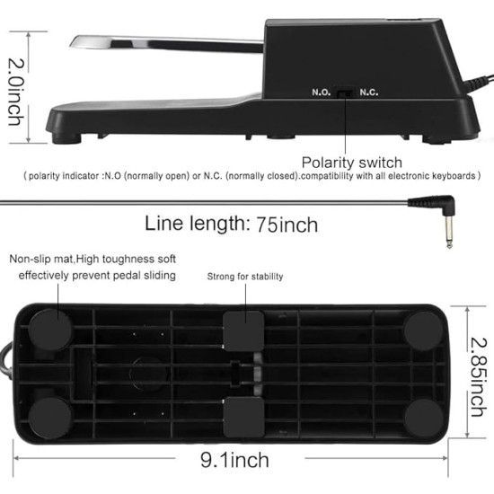 Juarez Piano Sustain Pedal, Keyboard Sustain Pedal for Digital Piano Electronic Keyboard MIDI Synthesizer, Sturdy Durable, with Polarity Switch Juarez Piano Sustain Pedal, Keyboard Sustain Pedal for Digital Piano Electronic Keyboard MIDI Synthesizer, Sturdy Durable, with Polarity Switch