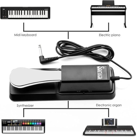Juarez Piano Sustain Pedal, Keyboard Sustain Pedal for Digital Piano Electronic Keyboard MIDI Synthesizer, Sturdy Durable, with Polarity Switch Juarez Piano Sustain Pedal, Keyboard Sustain Pedal for Digital Piano Electronic Keyboard MIDI Synthesizer, Sturdy Durable, with Polarity Switch