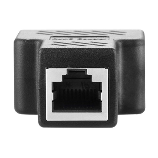 BigPlayer RJ45 Splitter T Adapter 3 Female Coupler 1 Port Female to 2 Port Female socket Y adapter interface Ethernet cable 8P8C extender plug LAN network connector for CAT5, CAT5E, CAT6, CAT7 - Black (MST-1496)