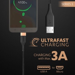 Duracell Micro USB 3A Braided Sync & Fast Charging Cable, 3.9 Feet (1.2M). Supports QC 2.0/3.0 Charging, High Speed Data Transmission - Black Duracell Micro USB 3A Braided Sync & Fast Charging Cable, 3.9 Feet (1.2M). Supports QC 2.0/3.0 Charging, High Speed Data Transmission - Black