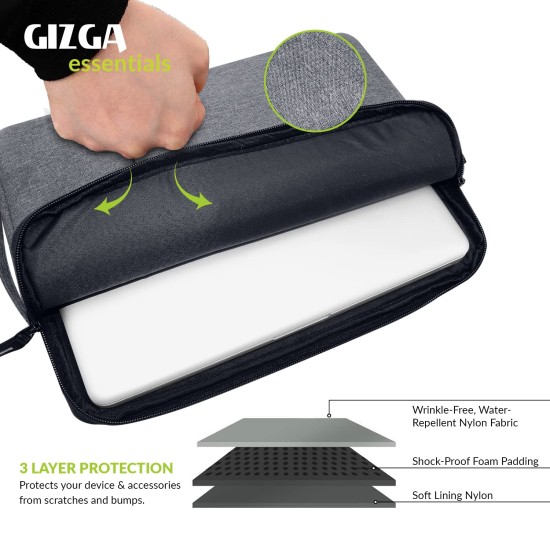 Gizga Essentials laptopss Bag Sleeve Case Cover Pouch for 15.6 Inch laptopsss for Men & Women, Padded laptopss Compartment, Free Accessories Pouch, Premium Zipper Closure, Water Repellent Nylon Fabric, Grey Gizga Essentials laptopss Bag Sleeve Case Cover Pouch for 15.6 Inch laptopsss for Men & Women, Padded laptopss Compartment, Free Accessories Pouch, Premium Zipper Closure, Water Repellent Nylon Fabric, Grey