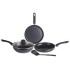 Nouvetta Andria Non-Stick Cookware Set of 5 peices(Dosa Tawa, Kadhai,Frying Pan, Glass Lid,Serving Spoon), Thickness of 3 mm, Black
