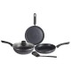 Nouvetta Andria Non-Stick Cookware Set of 5 peices(Dosa Tawa, Kadhai,Frying Pan, Glass Lid,Serving Spoon), Thickness of 3 mm, Black