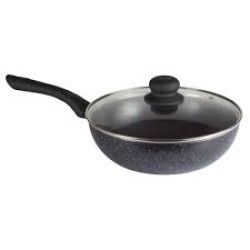 Nouvetta Andria Non-Stick Cookware Set of 5 peices(Dosa Tawa, Kadhai,Frying Pan, Glass Lid,Serving Spoon), Thickness of 3 mm, Black