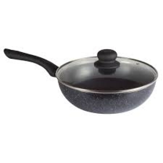 Nouvetta Andria Non-Stick Cookware Set of 5 peices(Dosa Tawa, Kadhai,Frying Pan, Glass Lid,Serving Spoon), Thickness of 3 mm, Black