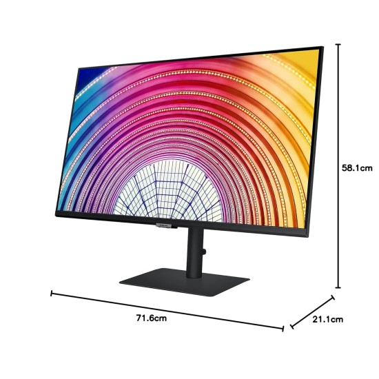 Samsung 32-inch(80cm) QHD Monitor, Bezel Less Design, 1 Billion Colors, HDR10, HAS, Intelligent Eye Care, AMD FreeSync™, FSC-Certified, Energy Saving (LS32A600NWWXXL, Black)