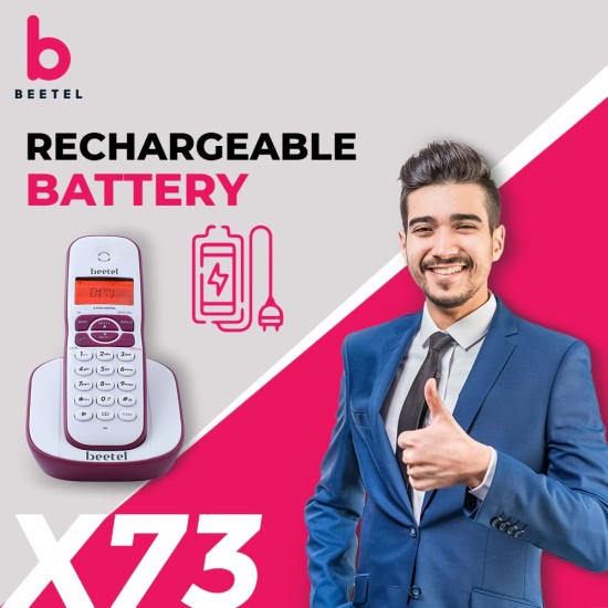 Beetel X73 Cordless 2.4Ghz Cordless Landline Phone with Caller ID Display, 2-Way Speaker Phone with Volume Controls, Auto Answer, Alarm Function, Stylish Design (Red/White)(X73N) Beetel X73 Cordless 2.4Ghz Cordless Landline Phone with Caller ID Display, 2-Way Speaker Phone with Volume Controls, Auto Answer, Alarm Function, Stylish Design (Red/White)(X73N)