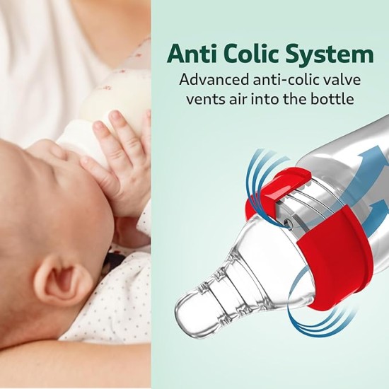 LuvLap Essential Slim Neck Glass Feeding Bottle, 250ml, 3m+ / Infants/Toddler Upto 3 Years, Madeof Borosilicate Glass, BPA Free, Ergonomic Shape is Easy to Hold, with Anti Colic Nipple, Pack of 2