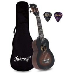 Juarez JRZ23UK/NA 23" Concert Size Ukulele Kit, AQUILA Strings, Sapele Body, Rosewood Fingerboard, Matte Finish, with Bag and Picks, Natural Brown (21 INCH, Brown Sunburst)