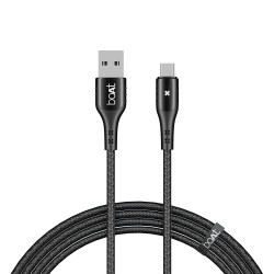 boAt Micro USB 600 Smart Auto Disconnecting Cable with LED Indicator, Stress Resistant, 3A Fast Charging & 480mbps Data Transmission, 10000+ Bends Lifespan & Extended 1.5m Length(Mercurial Black)