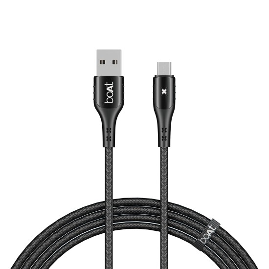 boAt Micro USB 600 Smart Auto Disconnecting Cable with LED Indicator, Stress Resistant, 3A Fast Charging & 480mbps Data Transmission, 10000+ Bends Lifespan & Extended 1.5m Length(Mercurial Black) boAt Micro USB 600 Smart Auto Disconnecting Cable with LED Indicator, Stress Resistant, 3A Fast Charging & 480mbps Data Transmission, 10000+ Bends Lifespan & Extended 1.5m Length(Mercurial Black)
