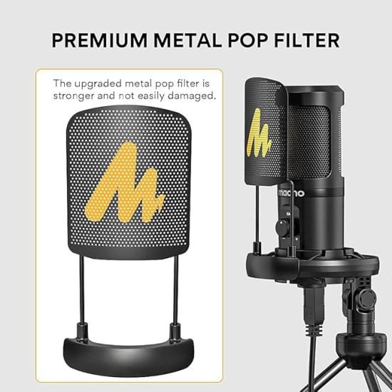 MAONO AU-PM461TS Condenser USB Mic for PC, YouTube Recording, Gaming, Podcasting. All-in-one Microphone Kit with Mic Gain, Metal Pop Filter, and Shock Mount, Black MAONO AU-PM461TS Condenser USB Mic for PC, YouTube Recording, Gaming, Podcasting. All-in-one Microphone Kit with Mic Gain, Metal Pop Filter, and Shock Mount, Black