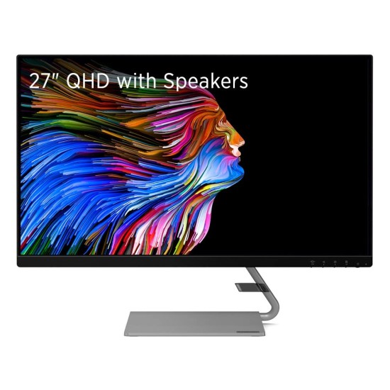 Lenovo Q-Series - Q27Q-1L, 27 Inch (68.6 Cm) 2560 X 1440 Pixels 2K Qhd IPS Led Monitor | 2X3W Speakers, 99% Srgb, 75Hz, AMD Freesync, Hdmi, Natural Low Blue Light, Artery (Iron Grey)