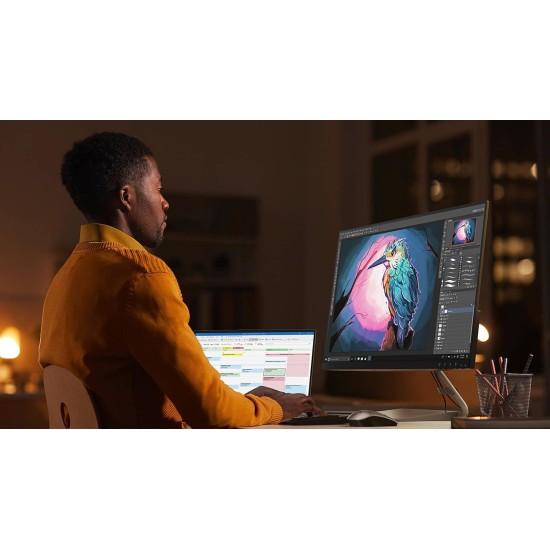 Lenovo Q-Series - Q27Q-1L, 27 Inch (68.6 Cm) 2560 X 1440 Pixels 2K Qhd IPS Led Monitor | 2X3W Speakers, 99% Srgb, 75Hz, AMD Freesync, Hdmi, Natural Low Blue Light, Artery (Iron Grey)