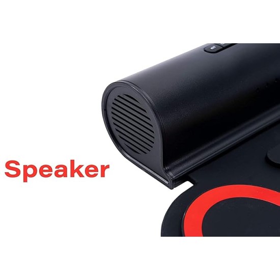 Powerpak G3001L-R Electronic Drum Kit | Built-In Li-Battery 2000mAh & Roll Up Drum Pad | Portable Rechargeable with Built-In Dual Speaker | 2x Pedals/2x Sticks (Rainbow)