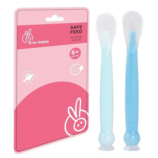R for Rabbit Premium Safe Feed Silicone Baby Feeding Spoon Set of 2, Smooth Silicon Tip, Food Grade PP Spoon, BPA & Phthalates Free for Kids 6+ Months (Lake Blue -Blue) R for Rabbit Premium Safe Feed Silicone Baby Feeding Spoon Set of 2, Smooth Silicon Tip, Food Grade PP Spoon, BPA & Phthalates Free for Kids 6+ Months (Lake Blue -Blue)