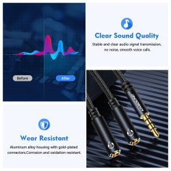 Kinsound Headphone Splitter, 3.5mm TRRS Stereo Adapter Dual Headphone Auxiliary Splitter Support Mic & Audio Compatible with Smartphone, Tablet, Laptop Kinsound Headphone Splitter, 3.5mm TRRS Stereo Adapter Dual Headphone Auxiliary Splitter Support Mic & Audio Compatible with Smartphone, Tablet, Laptop