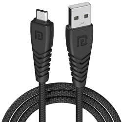 Portronics Konnect B Micro USB Cables For Fast Charging & Data Sync 3.0 Amp with PVC Heads I Nylon Braided I 1 mtr(Black)