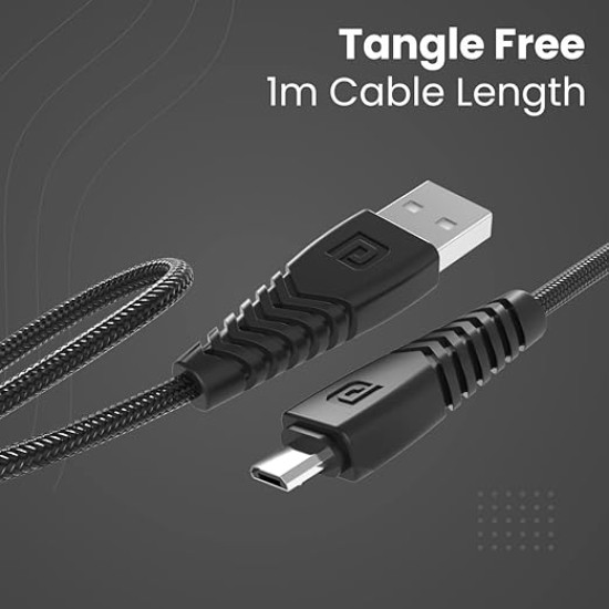 Portronics Konnect B Micro USB Cables For Fast Charging & Data Sync 3.0 Amp with PVC Heads I Nylon Braided I 1 mtr(Black) Portronics Konnect B Micro USB Cables For Fast Charging & Data Sync 3.0 Amp with PVC Heads I Nylon Braided I 1 mtr(Black)