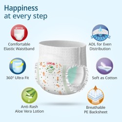 LuvLap Pant Style Baby Diapers, Small (S), 78 Count, For babies of Upto 4-8Kg with Aloe Vera Lotion for rash protection, with upto 12hr protection, Diapers