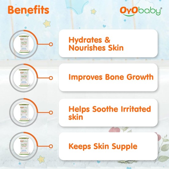 OYO BABY New Born Combo Baby No Tears Baby Shampoo for Newborn Babies and Extra Virgin Olive oil for Baby massage 200ml each
