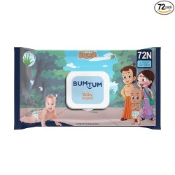 Bumtum Baby Chota Bheem Gentle Soft Moisturizing Wet Wipes With Lid | Aloe Vera & Chamomile Extracts | Paraben & Sulfate Free (Pack of 1, 72 Pcs. Per Pack)