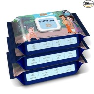 Bumtum Baby Chota Bheem Gentle Soft Moisturizing Wet Wipes With Lid | 20 X 14Cm, Aloe Vera & Chamomile Extracts | Paraben & Sulfate Free (Pack of 3, 72 Pcs. Per Pack)