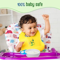 LuvLap Baby Food Grinding Cum Feeding Bowl, Portable Baby Food Masher & Serving Bowl for Baby weaning Food Preparation (Pack of 1 Set,White & Blue)