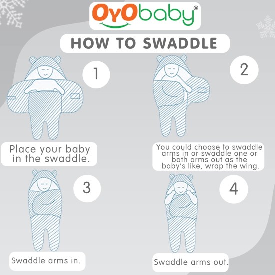 OYO BABY Blankets New Born Babies | Pack of 1, Super Soft Baby Wrapper Baby Sleeping Bag for Boys,Girls, Babies (76cm x 70cm, 0-6 Months, Fleece, skin friendly, Star Grey)