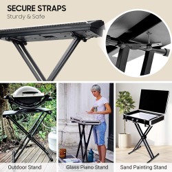 TECHTEST Adjustable Piano Stand X Type Adjustable Keyboard Stand Dual Braced Support Legs with Locking Straps TECHTEST Adjustable Piano Stand X Type Adjustable Keyboard Stand Dual Braced Support Legs with Locking Straps
