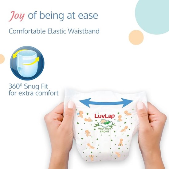 LuvLap Baby Diaper Pants Small (SM) 4-8Kg, with Aloe Vera Lotion for rash protection, with upto 12Hr protection, Super Jumbo Pack of 78x2=156