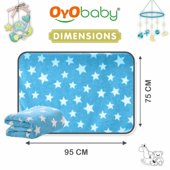 OYO BABY New Born Super Soft Baby Blanket for Baby (100cm x 75cm, Star Blue, Fleece, Lightweight) All Season | 0-24 Months | Sleeping Bag | Nursing Baby Gifts