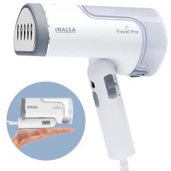 Inalsa Garment Steamer 1250 Watts Steam Iron For Clothes-Vertical & Horizontal roning|Compact & Foldable|Quick Heat Up To 22G/Min, Kills 99.9%*Bacteria|Steamer For Clothes(White/Grey)-Travel Pro