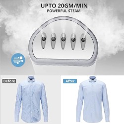 Inalsa Garment Steamer 1250 Watts Steam Iron For Clothes-Vertical & Horizontal roning|Compact & Foldable|Quick Heat Up To 22G/Min, Kills 99.9%*Bacteria|Steamer For Clothes(White/Grey)-Travel Pro