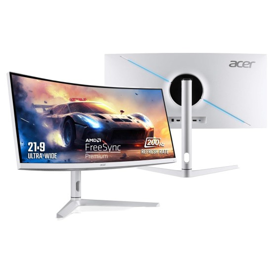 Acer XZ306CX 29.5 Inch (74.93 Cm) Ultrawide 21:9 1500R Curve 2560 X 1080 Pixels LCD Monitor with LED Backlight I 1 MS VRB I 200 Hz I HDR 400 I DCI-P3 93% I AMD Free Sync I 2XHDMI 1XDP I White