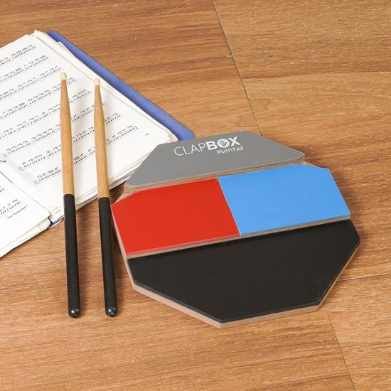 Clapbox Multipad Drum Practice Pad - 4 Different surfaces, 12 inches (Practice Pad Only)