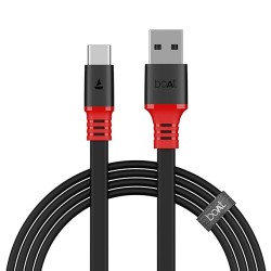 boAt Type C A750 6.5A Flat Super Fast Charging Cable w/Stress Resistance, Upto 65W/6.5Amp & Compatible w/Xiaomi, Oneplus, Samsung, Vivo, Oppo,480 Mbps Data Transmission Speed(Rebellious Black), 1.5M