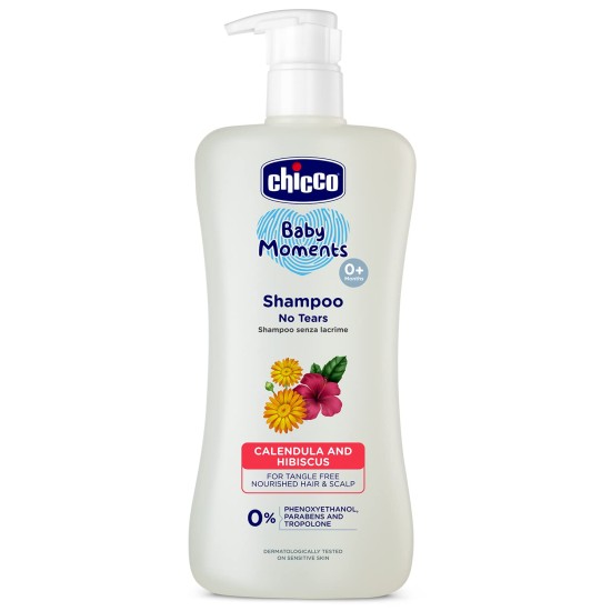Chicco Baby Moments Shampoo for Tear-Free Bath times, Natural Ingredients, Suitable for baby’s tangle Free, smooth hair, No Phenoxyethanol and Parabens (500ml)