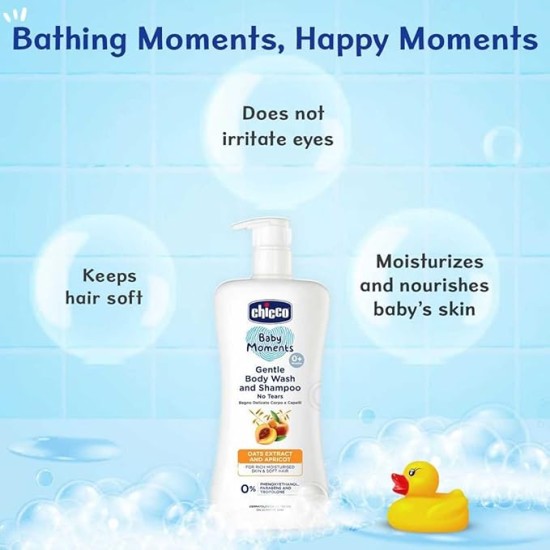 Chicco Baby Moments Gentle Body Wash And Shampoo For Rich Moisturised Skin & Soft Hair 500ml