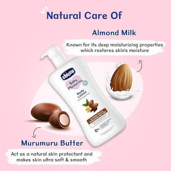 Chicco Baby Moments Body Lotion for Babies, 500ml | Almond Milk & Murumuru Butter | Quick Absorb Formula with Natural Ingredients for Ultra Soft Skin | Dermatologically Tested | Parabens & Phenoxyethanol Free