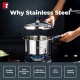 Bergner Sorrento Stainless Steel 2 Litres Outer Lid Pressure Cooker, 2 L Cooker with Outer Lid and Triply Base, Heavy Bottom, Easy Open and Close, Healthy Cooking, Induction Bottom and Gas Stove Ready