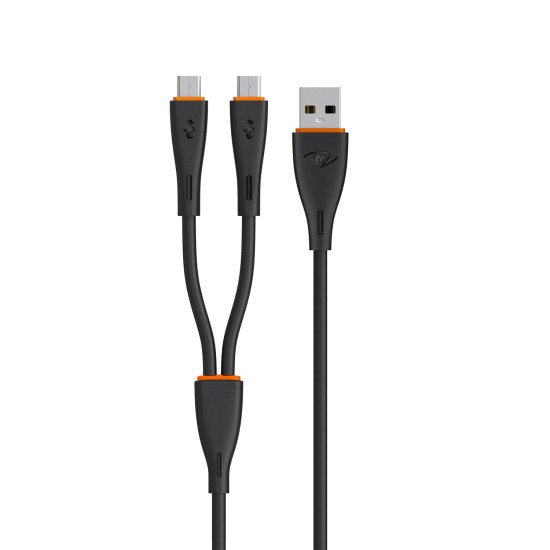 itel Two in One Charging Cable with Dual Micro + Micro, 2.1A Output and 1.2 Meter Length (Black) itel Two in One Charging Cable with Dual Micro + Micro, 2.1A Output and 1.2 Meter Length (Black)