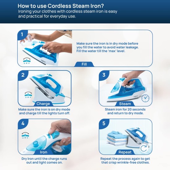 Wipro Vesta1380 Watt Cordless Steam Iron|Scratch Resistant Ceramic Soleplate|Vertical & Horizontal Steaming|Spray & Steamer Function|20Gm/Min Steam|Machine .8G/ Steam Shot|Auto Clean Tech - 1380 Watts Wipro Vesta1380 Watt Cordless Steam Iron|Scratch Resistant Ceramic Soleplate|Vertical & Horizontal Steaming|Spray & Steamer Function|20Gm/Min Steam|Machine .8G/ Steam Shot|Auto Clean Tech - 1380 Watts