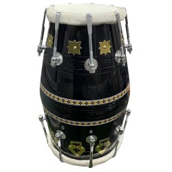 GT Manufacture Professional Dholak with Glassy Black Finish With Multi Feature Bag