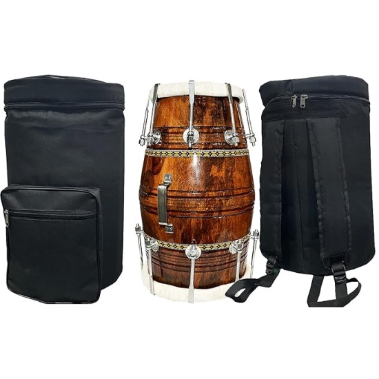 Gt Manufacturers Professional Bhajan Kirtan Dholak With Brown Glassy Glass Transparent Polish Wild Goat Skin Made Ring Fitting By Nut&Bold On Both Side By Gt Manufacturers Professional Bhajan Kirtan Dholak With Brown Glassy Glass Transparent Polish Wild Goat Skin Made Ring Fitting By Nut&Bold On Both Side By